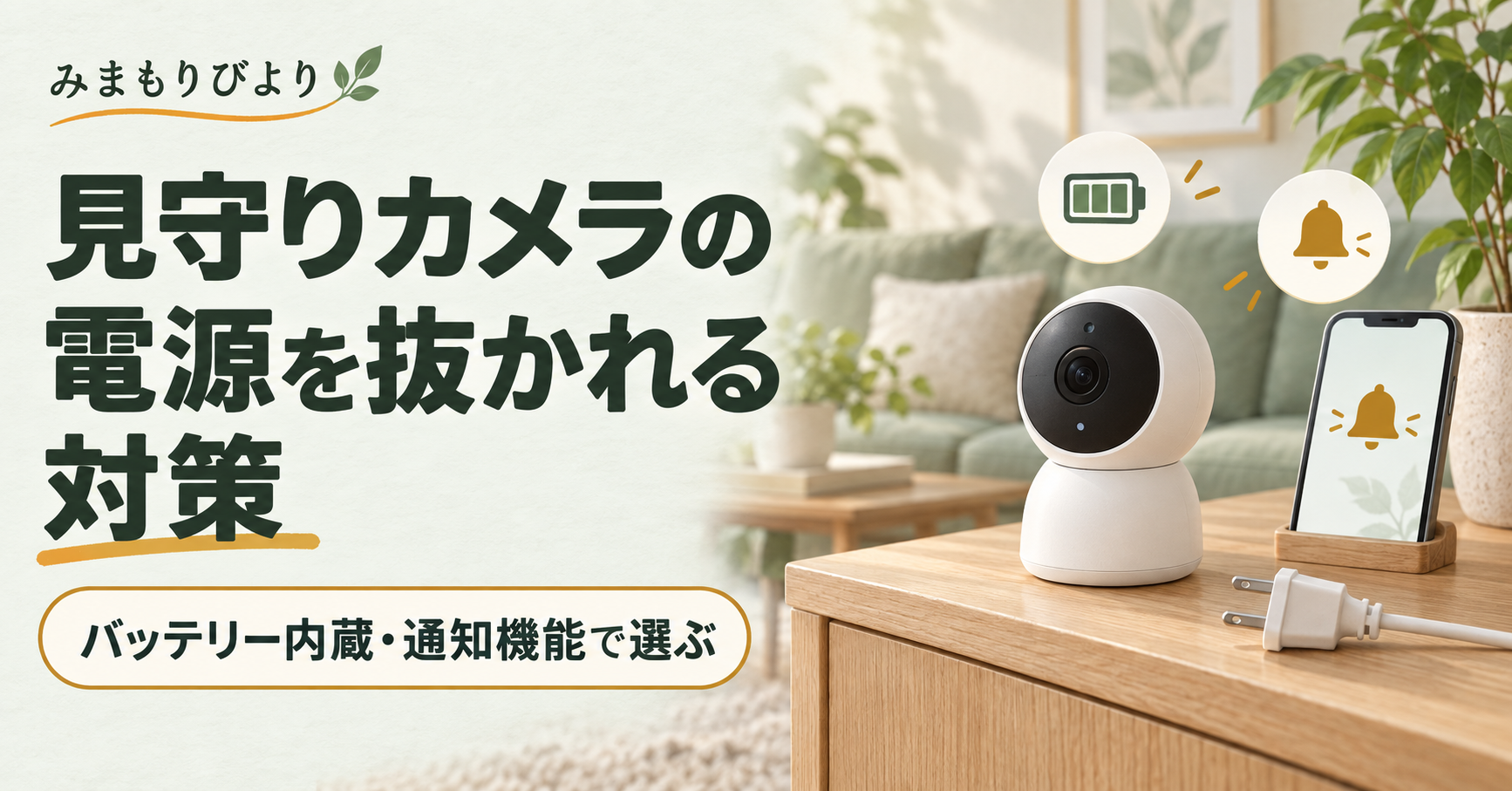 見守りカメラの電源を抜かれる対策|バッテリー内蔵・通知機能で選ぶ
