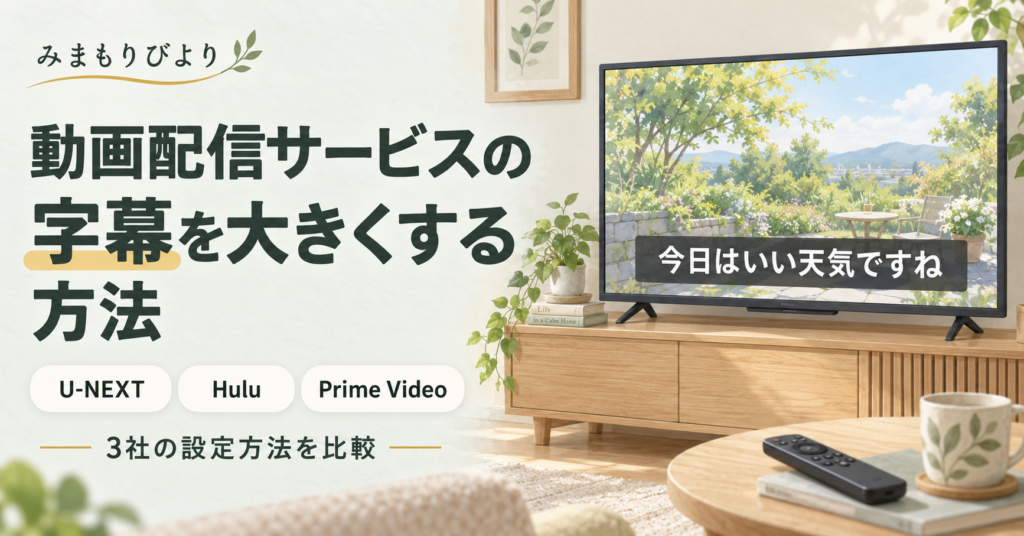 動画配信サービスの字幕を大きくする方法｜U-NEXT・Hulu・Prime Videoを比較